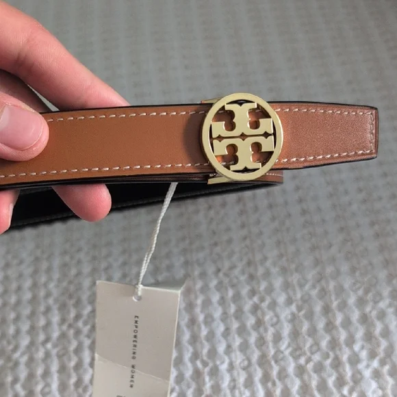 Tory Burch Brown Leather Belt with Gold Buckle - Picture 7 of 10